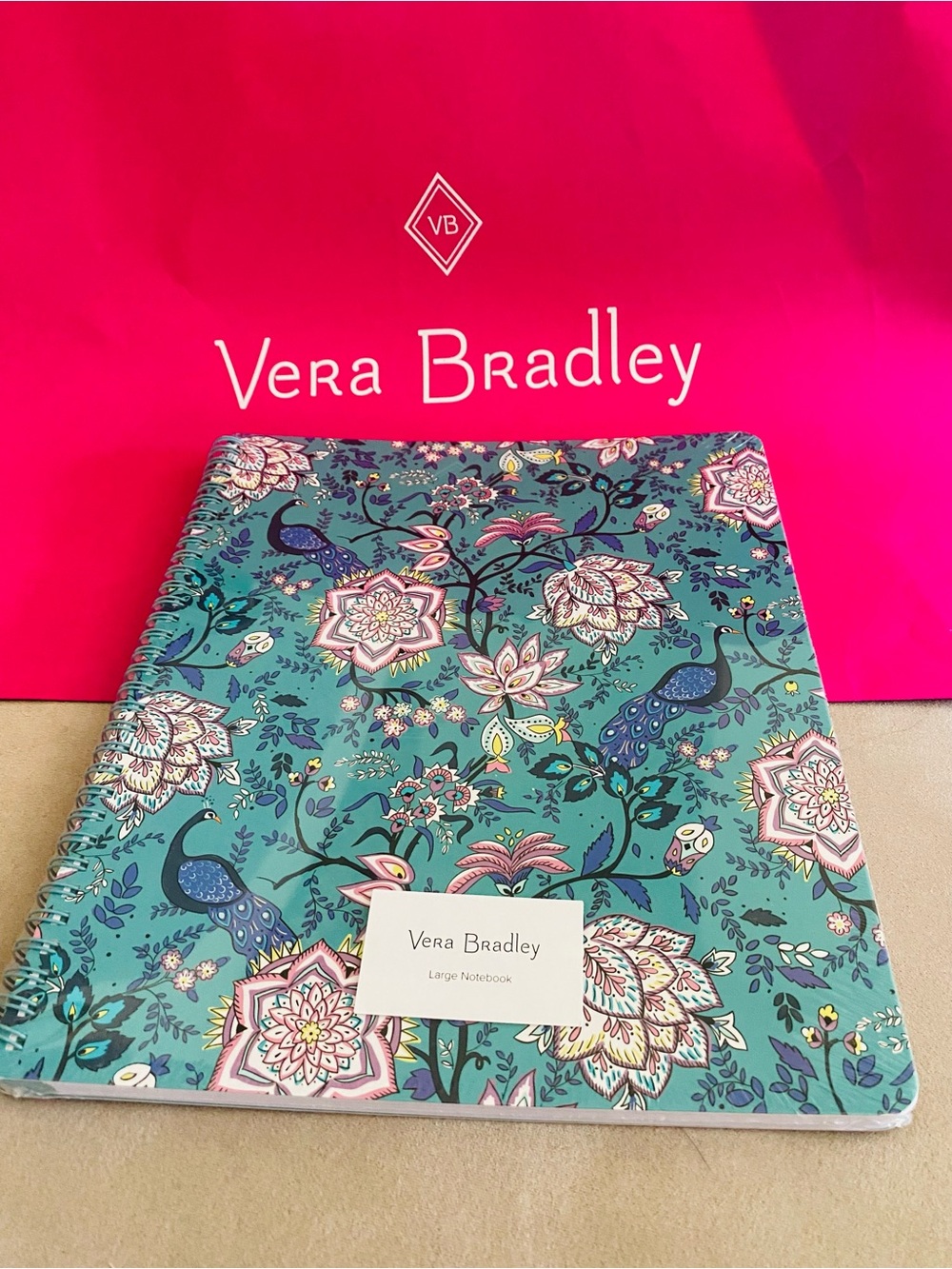 Vera Bradley Large Spiral Notebook NWT Peacock Garden. 160 pages
